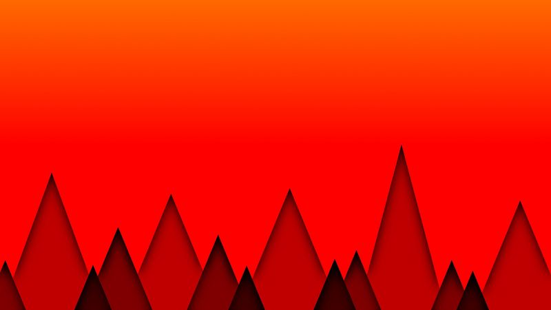 triangles, geometric, red, bright, 4k