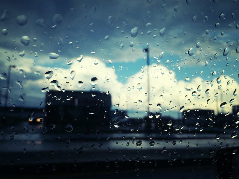 water, sky, water drops, dark, glass, blurred