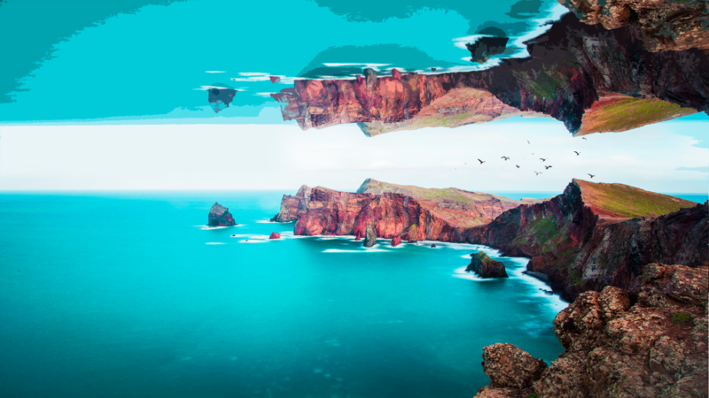 landscape, sea, cyan, artwork
