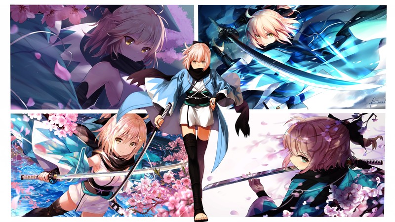 Sakura Saber, Fate Series, Fate/Grand Order, girls with swords, anime, anime girls