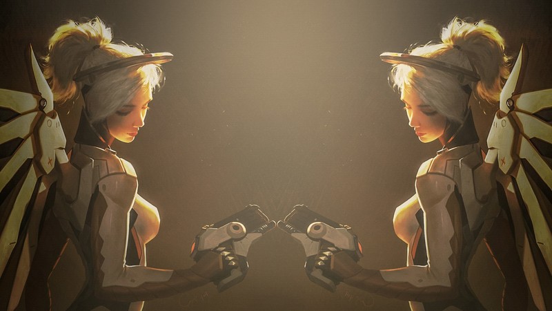 video games, Mercy, Mercy (Overwatch), Overwatch, blonde, artwork, digital art
