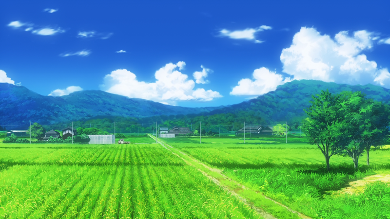 Non Non Biyori, field, anime, landscape, sky