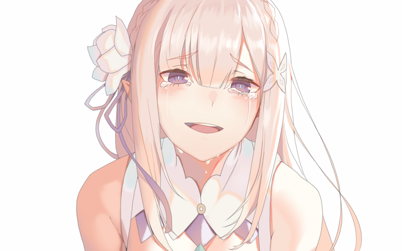 Re:Zero Kara Hajimeru Isekai Seikatsu, Emilia (Re: Zero), pointed ears, white background, ToRaNo