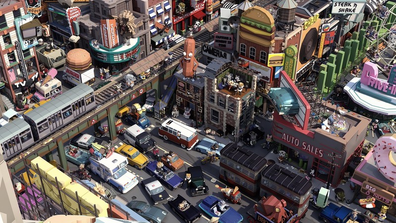 low poly, digital art, car, traffic, vehicle, cityscape, city