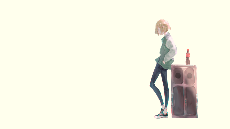 anime, manga, simple background, anime girls, Coca-Cola, blonde, white, white background