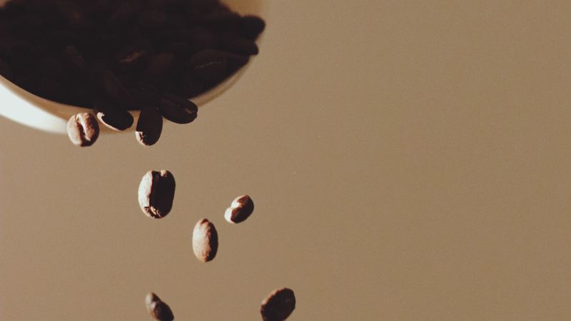 coffee beans, beans, coffee, plate, beige, 4k