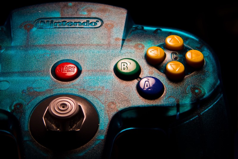 dark, colorful, Nintendo 64, controllers