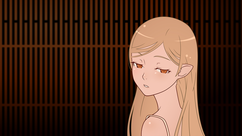 anime, anime girls, simple background, simple, Monogatari Series, Oshino Shinobu, blonde, brown eyes, white skin, fan art