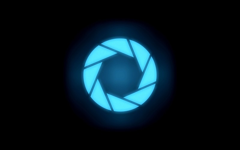 Portal (game), Aperture Laboratories, logo, Valve, Portal 2, cyan, black background