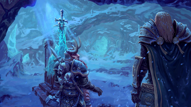 Warcraft, Arthas, Muradin, Lich King, #frostmourne, World of Warcraft, mmorpg, artwork, RPG, Alliance, dwarf
