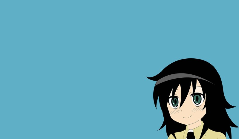 Watashi ga Motenai no wa Dou Kangaetemo Omaera ga Warui!, anime, anime girls, simple, simple background, green eyes, blue, Tomoko Kuroki, Kuroki Tomoko, white skin, blue eyes, brunette