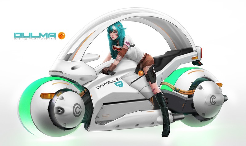 futuristic, motorcycle, Dragon Ball, Bulma