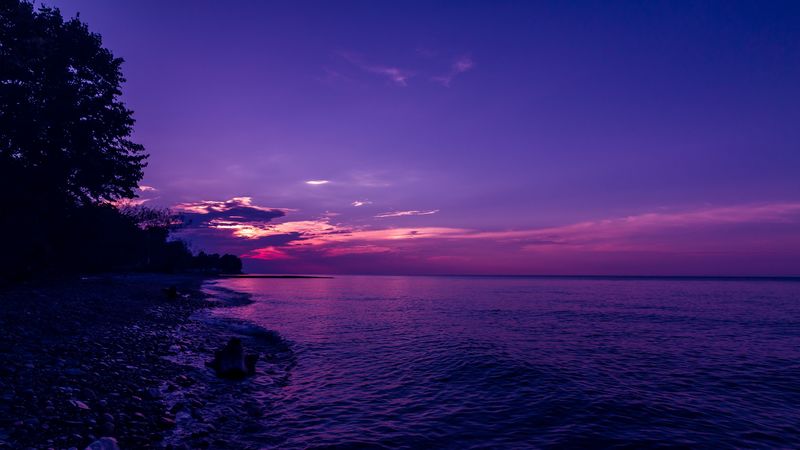 beach, waves, sunset, sky, evening, 4k