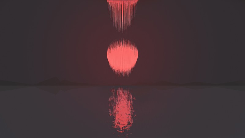 Moon, mountains, reflection, pixel sorting