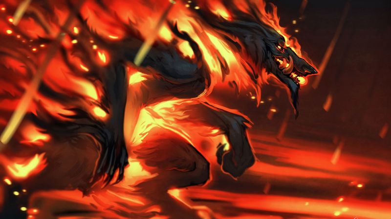 predator, fire, art, flame, 4k