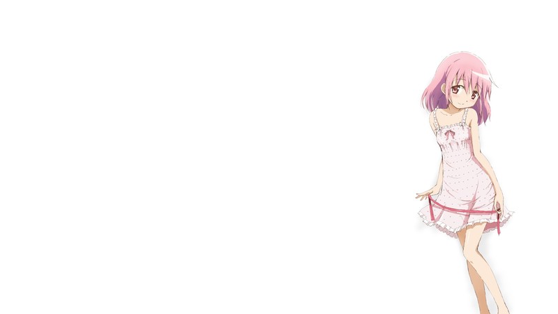 anime, anime girls, white background, Mahou Shoujo Madoka Magica, Kaname Madoka, pink hair, dress, white skin, simple background