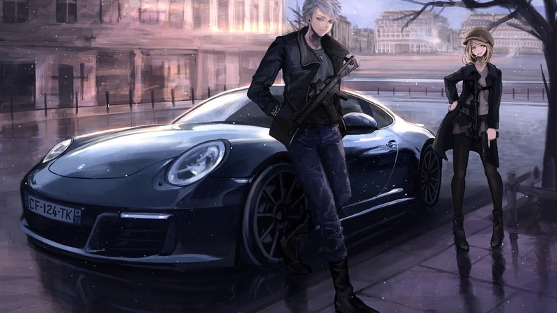 car, Porsche 911, gun