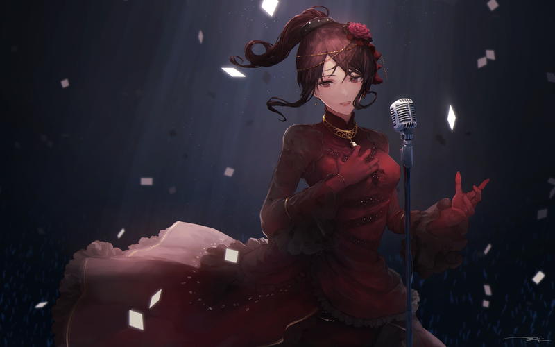 microphone, dress, collar, singer