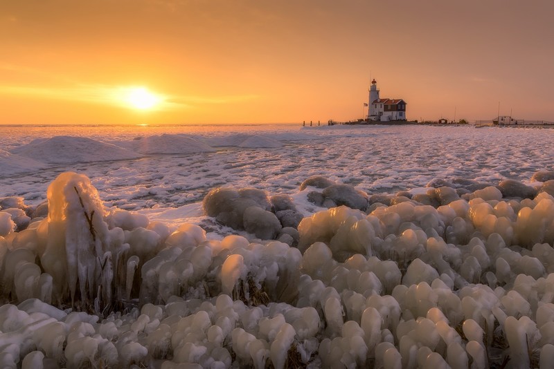 ice, sky, sunlight, landscape, winter