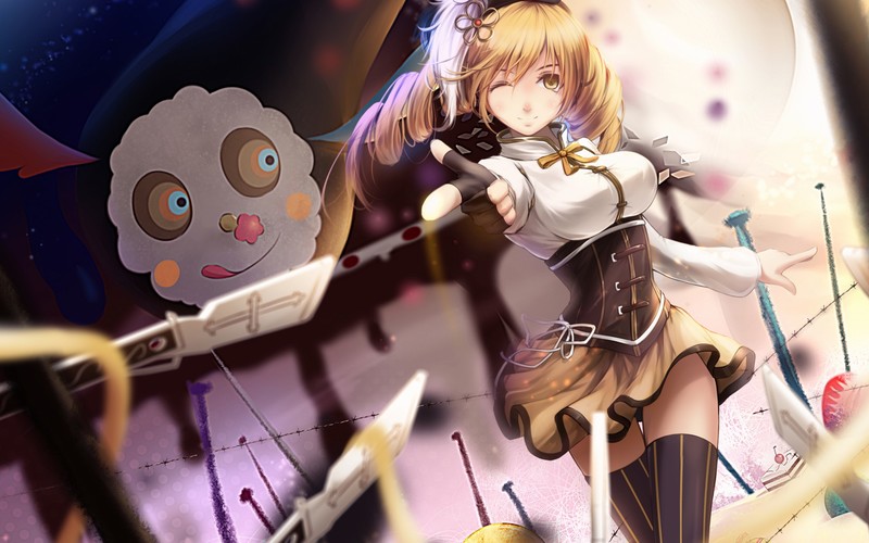 Mahou Shoujo Madoka Magica, anime girls, anime, Tomoe Mami, blonde, fan art, white skin, magical girls