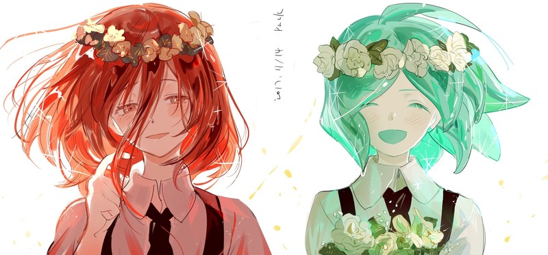 anime, anime girls, Houseki no Kuni, Phos (Houseki no Kuni), Cinnabar (Houseki no Kuni)