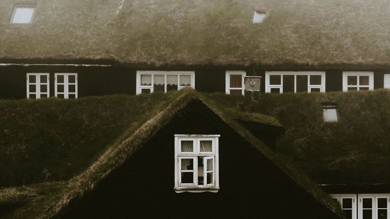 houses, fog, mist, buildings, scandinavia, 4k