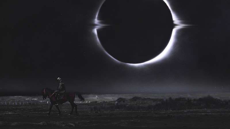 dark, black, eclipse, photo manipulation, Hani Jamal, Moon