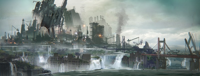 Nier: Automata, landscape, cityscape, ruins, NieR