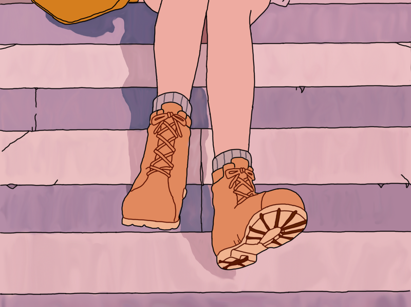 anime girls, staircase, anime, legs