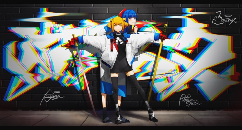 Poputepipikku, Popuko, Pipimi, anime girls, graffiti