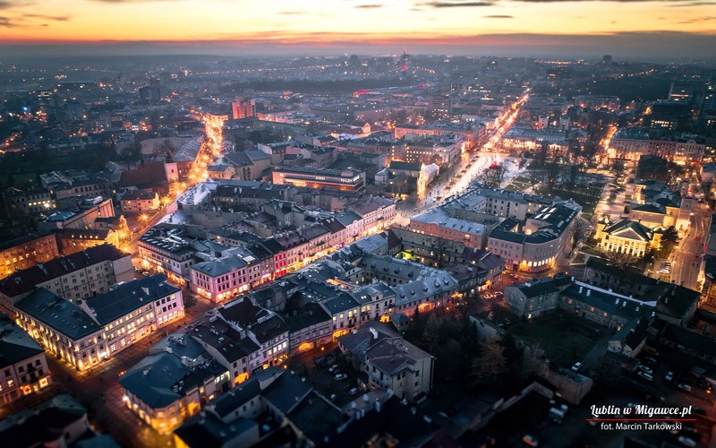 Lublin, Poland, Polish, cityscape, Europe, lights