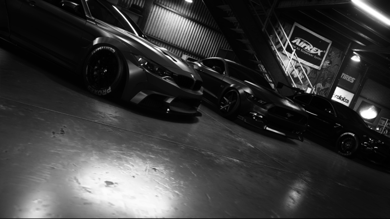 Need for Speed, BMW, mustang gt500, need for speed payback, video games, BMW F80/F82/F83, Ford, Ford Mustang, monochrome, low saturation