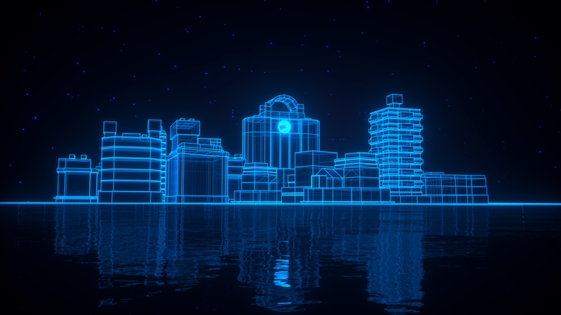 3D, model, blue, cyan