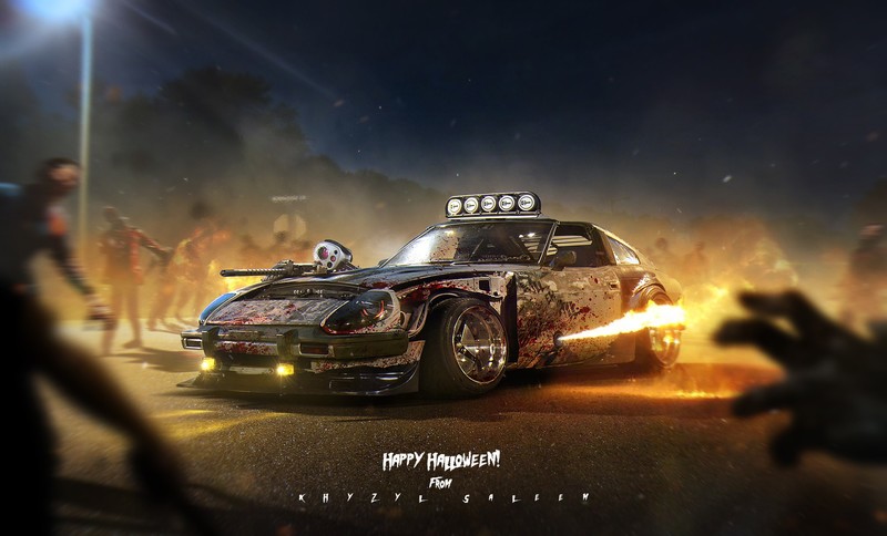 3D, render, car, street, Porsche, gun, Khyzyl Saleem