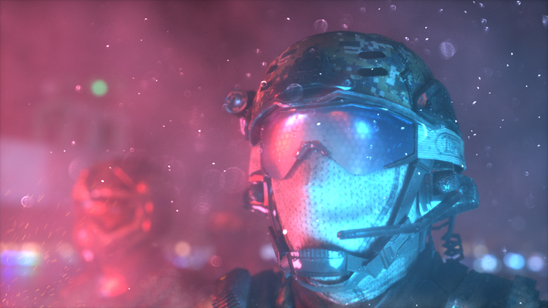 3D, fan art, red, helmet, cyan