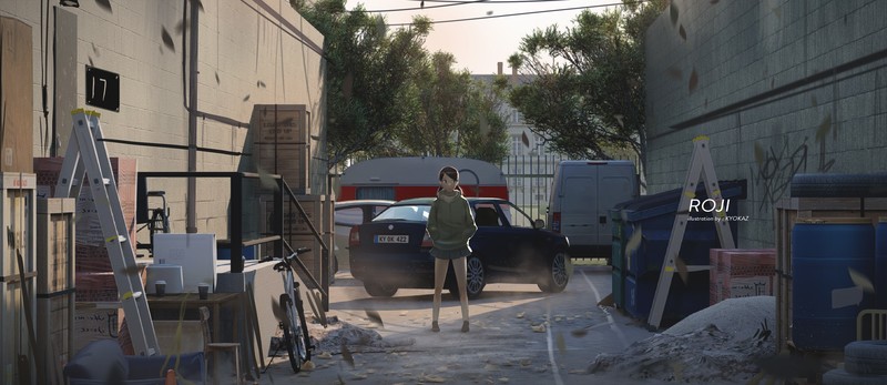 Kyokazu, anime girls, car