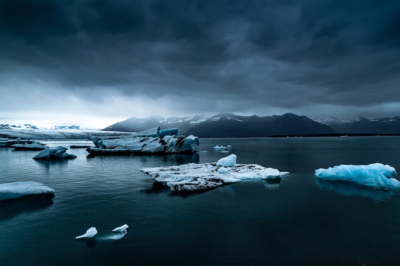 nature, landscape, ice, clouds, mountains, river, storm, lake, Iceland, HDR