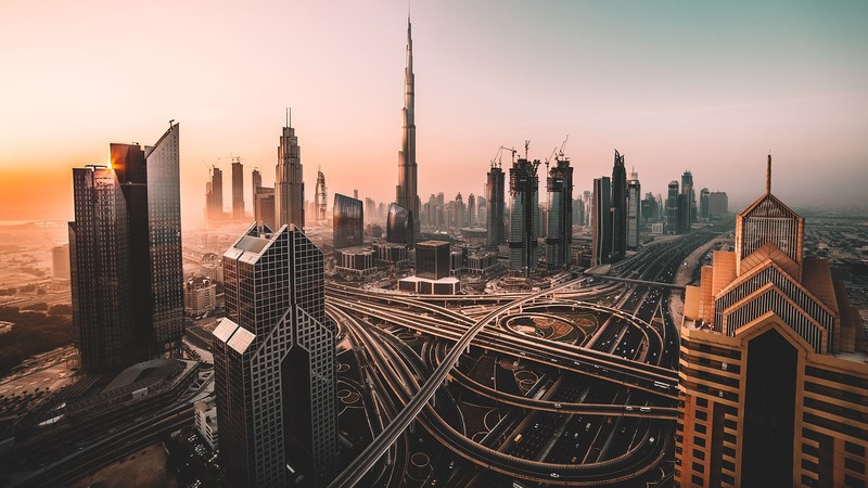 Dubai, photography, building, cityscape, Burj Khalifa, mist, city, skyscraper, interchange