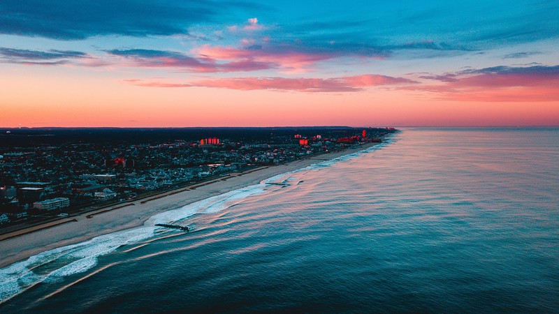sunset, Pacific Ocean, photography, waves, clouds, cityscape, coast