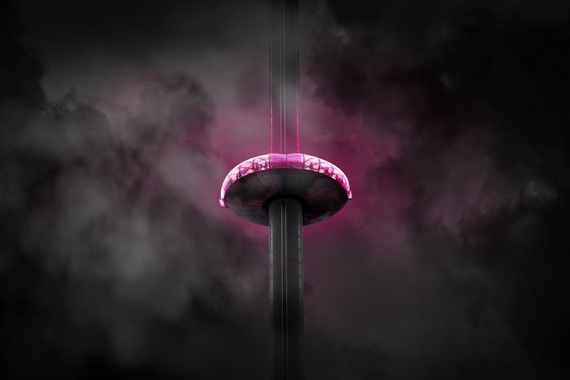 Brighton, mist, UK, architecture, pink