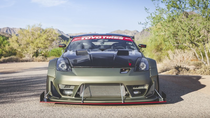 Nissan, car, race cars, Nissan 350Z, frontal view, bolt-on fender flares, Nissan Fairlady Z
