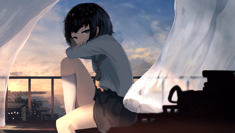 anime, clouds, sky, original characters