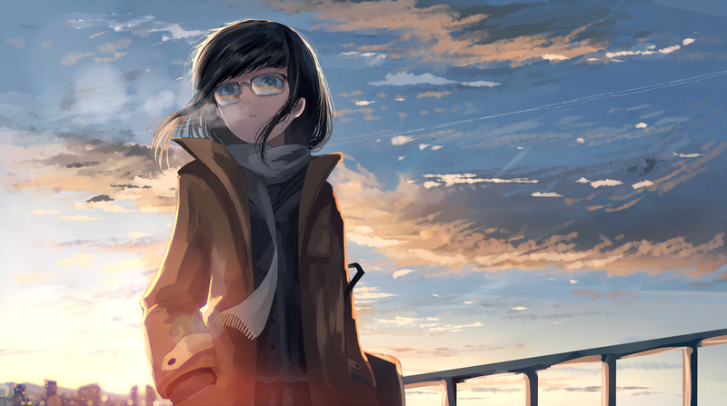 anime, clouds, sky, original characters