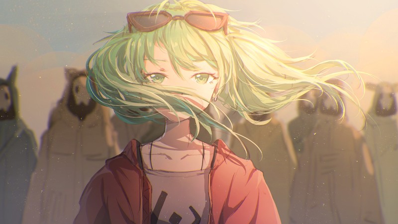 anime girls, blonde, anime, green eyes