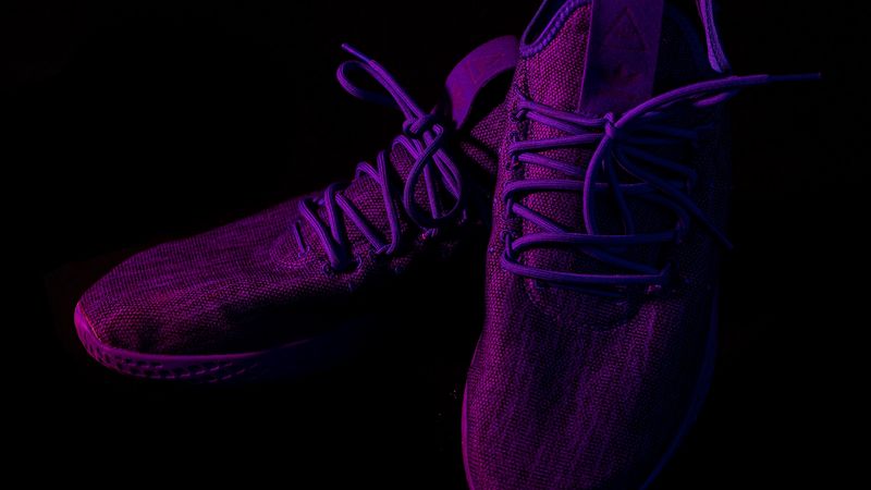 sneakers, shoes, purple, dark, 4k