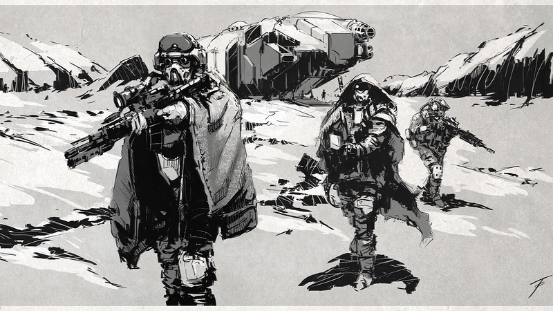 monochrome, soldier, digital art