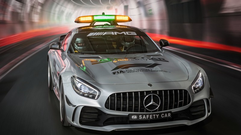 car, Mercedes-Benz, Mercedes-AMG GT, Formula 1, safety car, tunnel, motion blur, Mercedes-AMG, helmet, vehicle