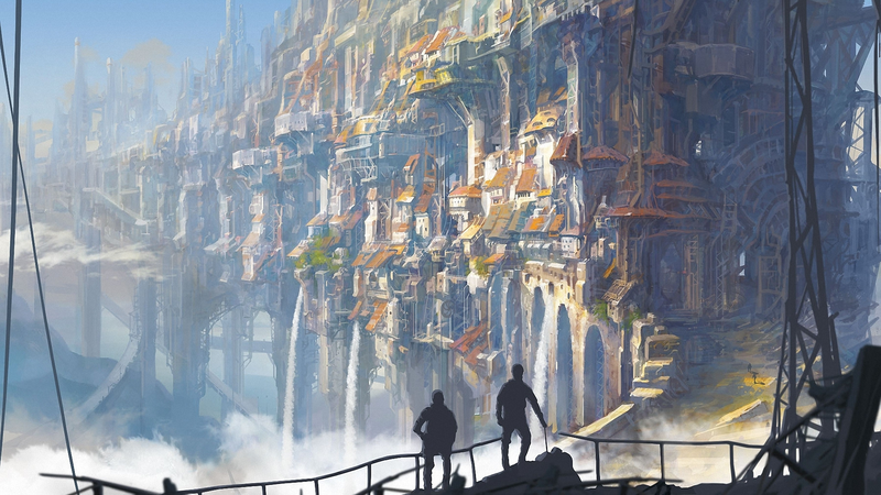 anime, city, fantasy city, fantasy art