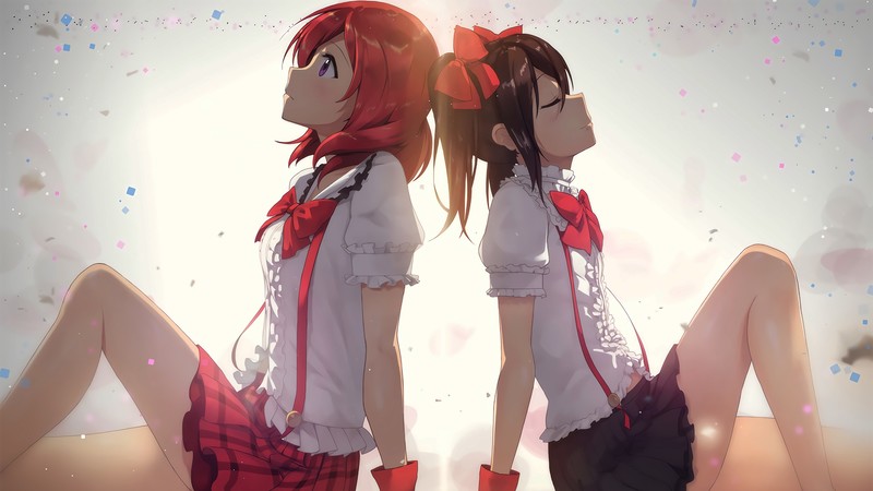 anime, anime girls, redhead, purple eyes, short hair, brunette, hair ornament, Love Live!, school uniform, Nishikino Maki