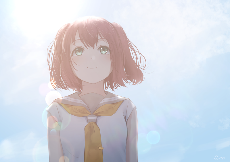 school uniform, ribbon, sky, Love Live! Sunshine, Kurosawa Ruby, anime